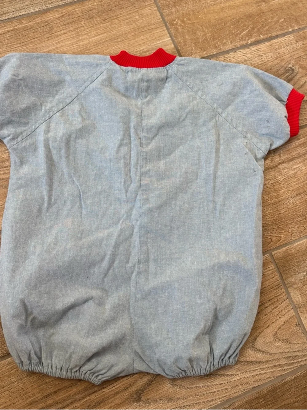 vintage 1980s Nana Basha cotton baseball romper features a 